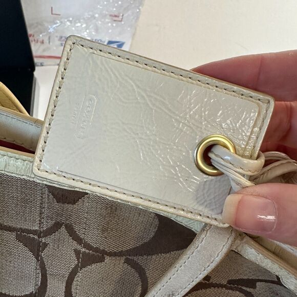 Coach Signature Multi-Color Leather Canvas Bag #10859 Clip Close Handle - Picture 11 of 14